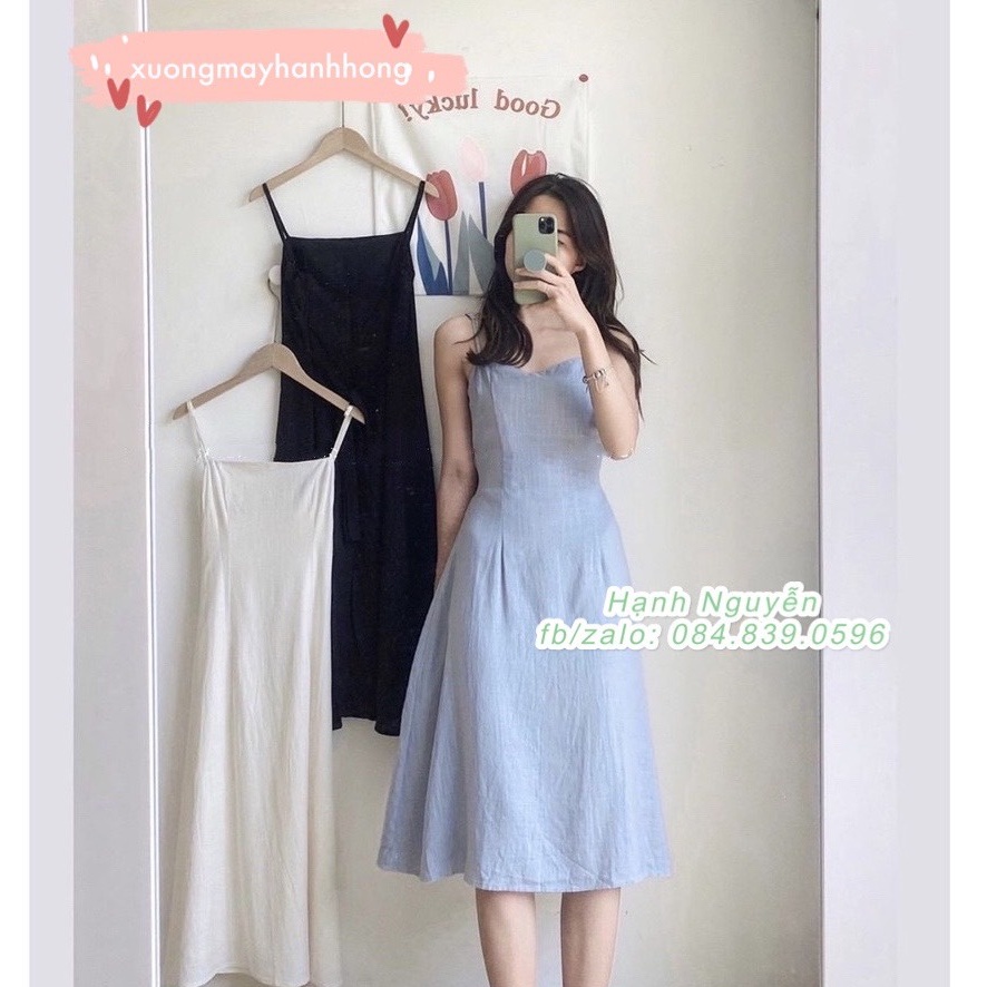 Váy 2 dây trơn, đầm hai dây tùy chỉnh hàng 2 lớp Ulzzang - Xưởng May Hạnh Hồng