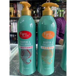 Cặp dầu gội xả Kenlox biotin & collagen siêu mềm mượt 800ml x2