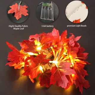 Dây đèn led hình lá phong đỏ 20 bóng dài 3m dùng pin tiểu AA trang trí giáng sinh, lễ hội, tết độc đáo (tặng kèm pin)