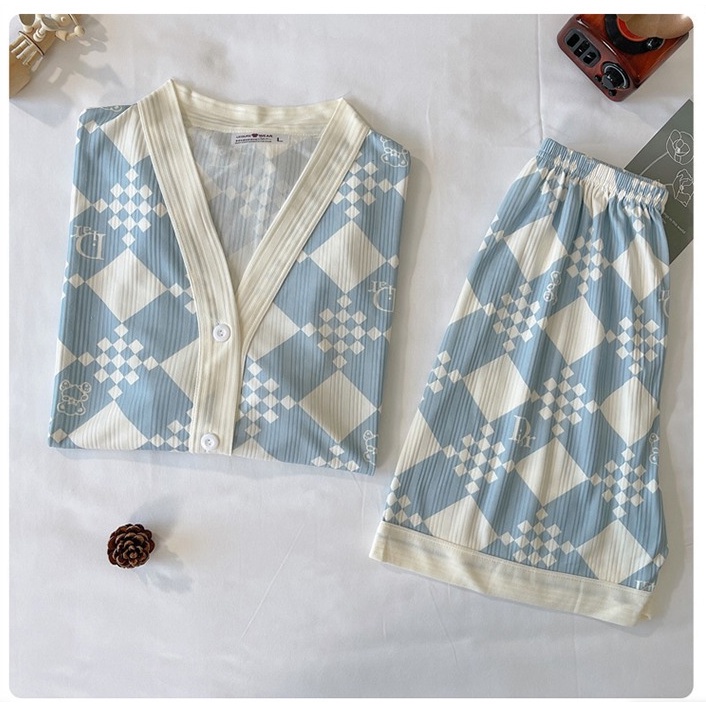 Đồ bộ nữ, pijama cotton mặc nhà cổ chữ V dễ thương siêu xinh BN48