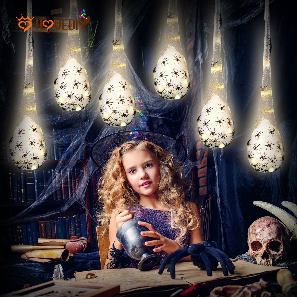Dây Đèn Phát Sáng Hình Nhện Trang Trí Halloween Độc Đáo