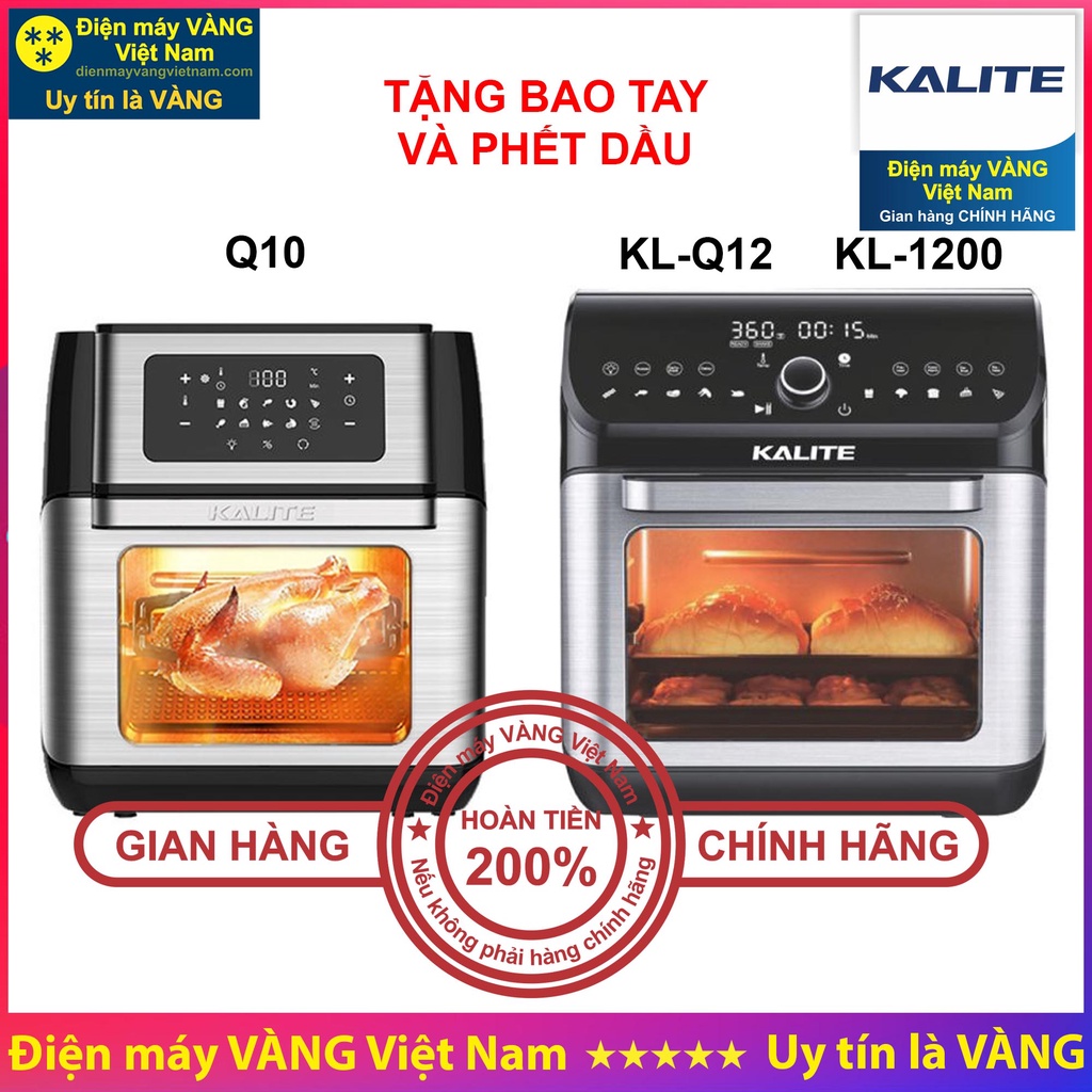 KALITE TẶNG GĂNG TAY VÀ CHỔI PHẾT DẦU - Nồi chiên không dầu Kalite Q10 KL-Q12 KL-1200 (KL-1200 THAY THẾ KL-Q12) và AF12