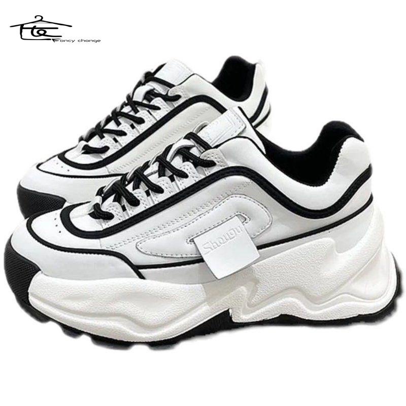 Hàng Có Sẵn Bán Chạy~Giày Thể Thao Màu Đen Đế Dày Phong Cách Đường Phố Thời Trang Mùa Thu Dành Cho Phụ Nữ