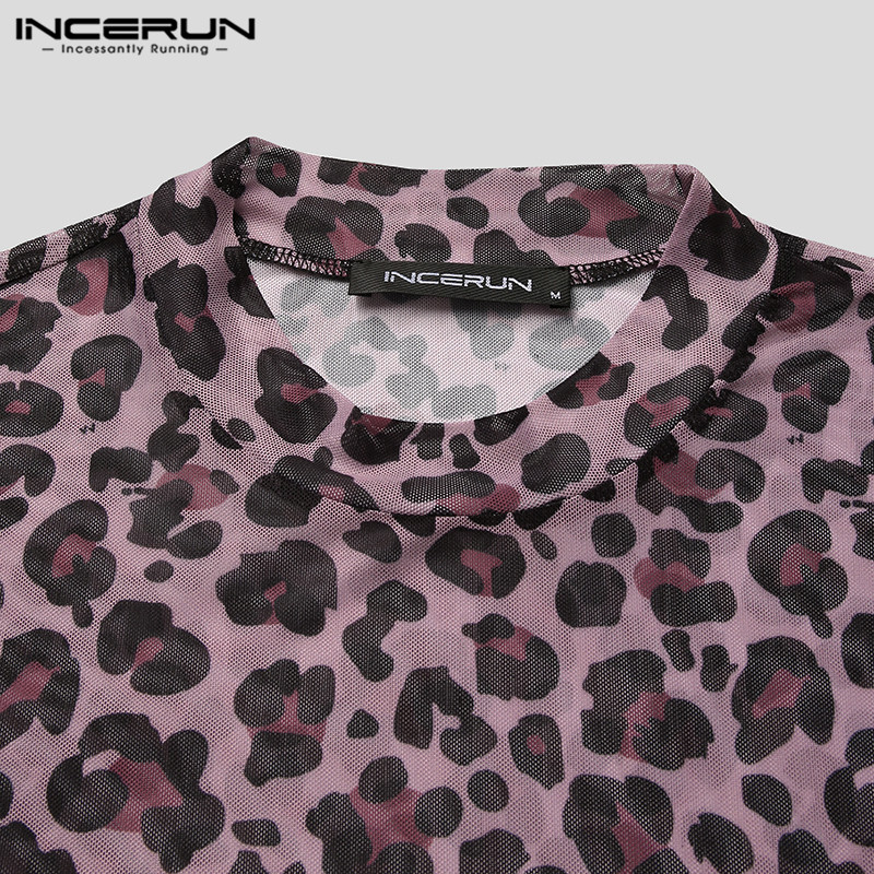 Áo Thun INCERUN Tay Dài Họa Tiết Da Báo Dành Cho Nam | BigBuy360 - bigbuy360.vn