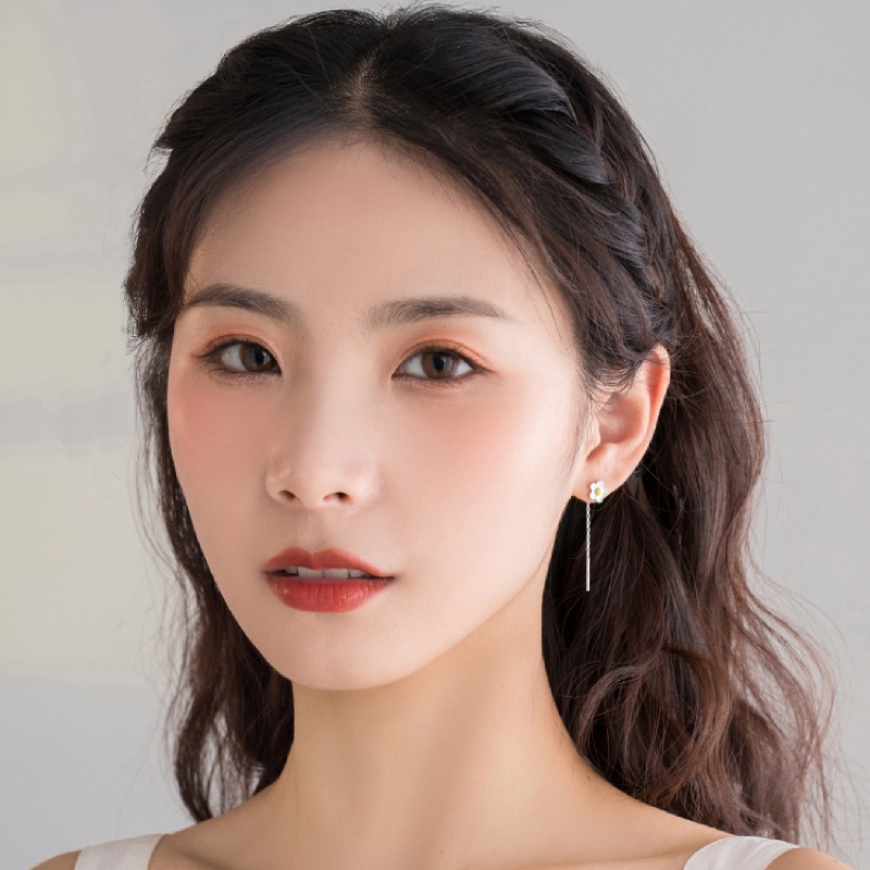 Hoa tai dài nữ hoa đơn giản phong cách hàn quốc