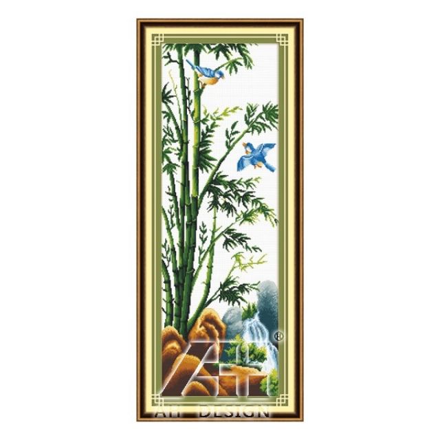 Tranh thêu chữ thập Cây trúc (4 quý) 29693