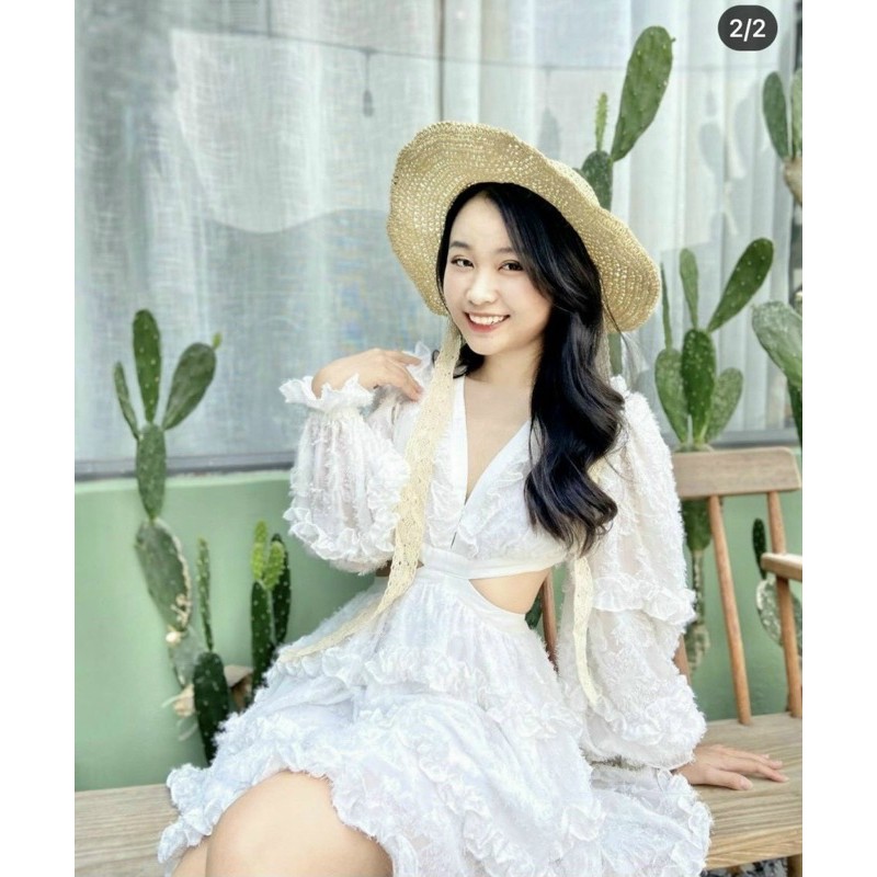 ĐẦM TRẮNG XOÈ TAY DÀI HỞ LƯNG 💐 | BigBuy360 - bigbuy360.vn
