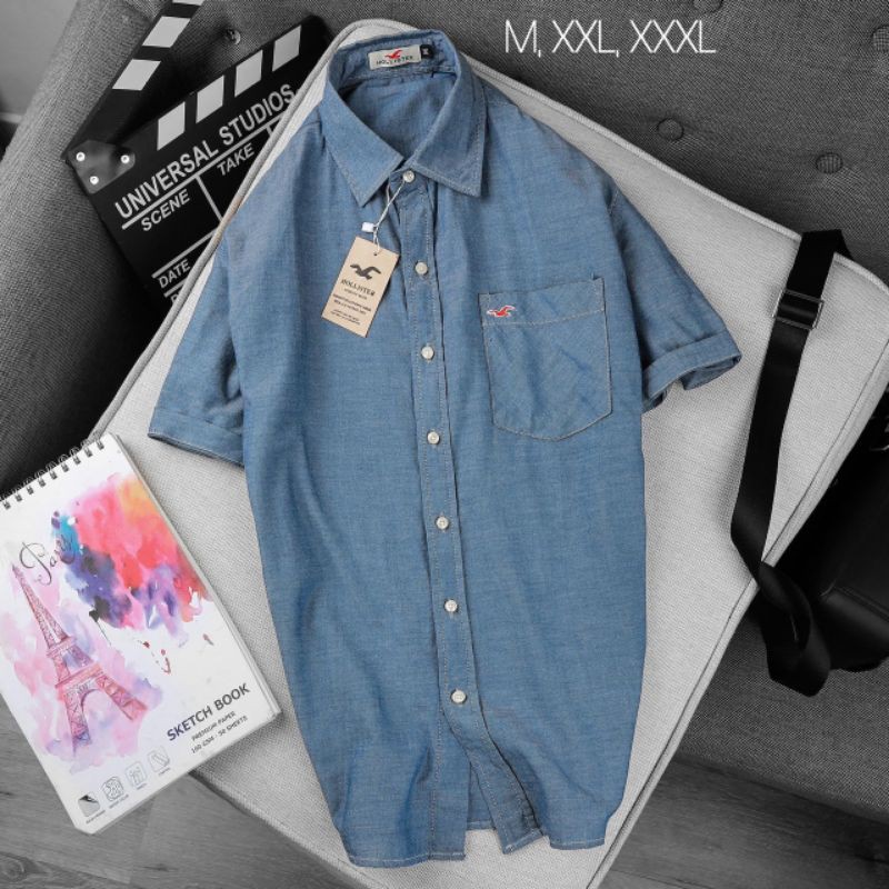 Sơ mi nam ngắn tay vải cotton sọc trẻ trung XXXL