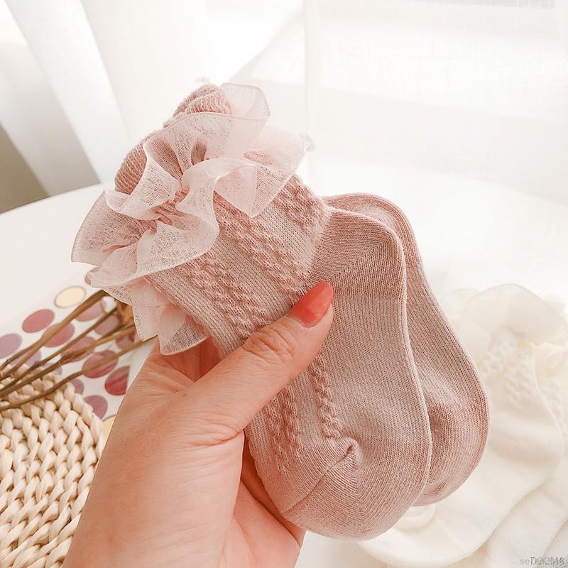 Vớ Cotton Phối Ren Phong Cách Công Chúa Cho Bé Gái 1-5 Tuổi