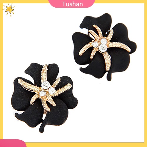 Khuyên tai nữ hình bông hoa đính đá phong cách thời trang thanh lịch