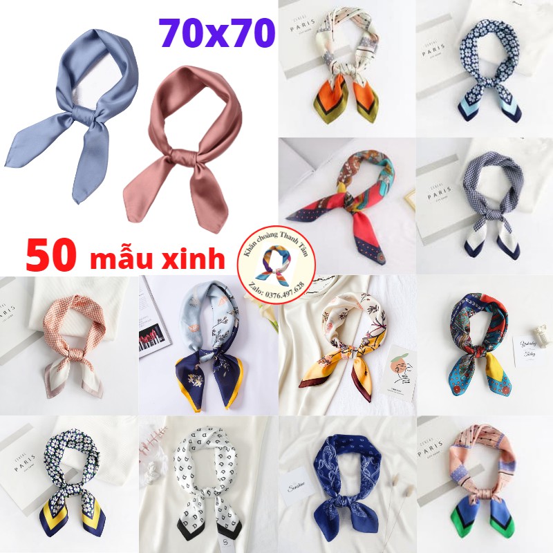 Khăn Lụa Vuông 70x70- Khăn Turban Nữ Quàng Cổ Quấn Tóc Làm Áo Yếm Lụa Cao Cấp Sang Chảnh -Nhiều mẫu