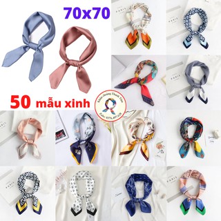 Khăn Lụa Vuông 70x70- Khăn Turban Nữ Quàng Cổ Quấn Tóc Làm Áo Yếm Lụa Cao Cấp Sang Chảnh -Nhiều mẫu