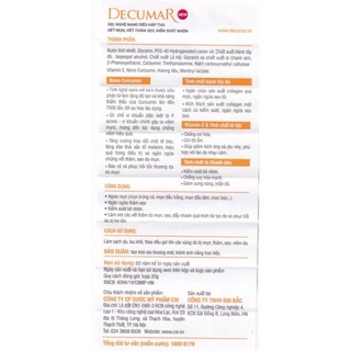 Gel Nghệ Ngừa Mụn Decumar Advanced 20G