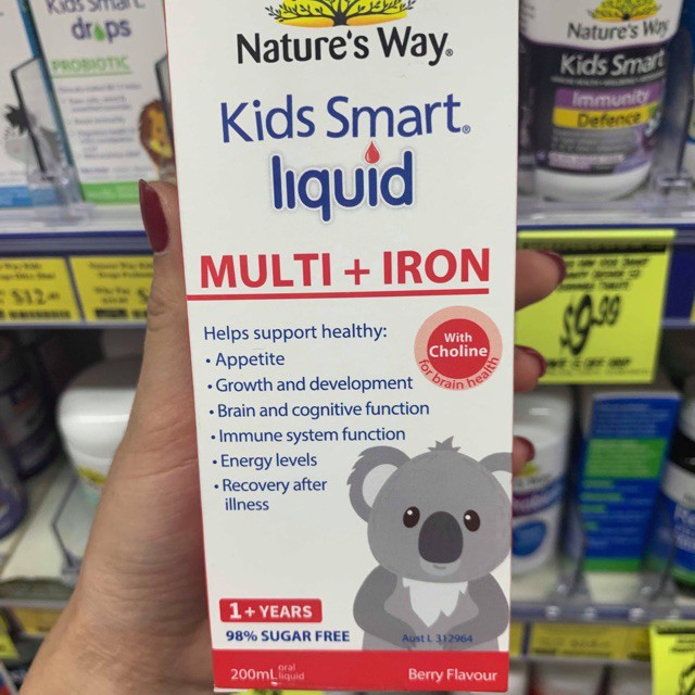 [Chính Hãng] [CHÍNH HÃNG NHẬP KHẨU] Nature's Way Kids Smart Multi Iron Liqiuid