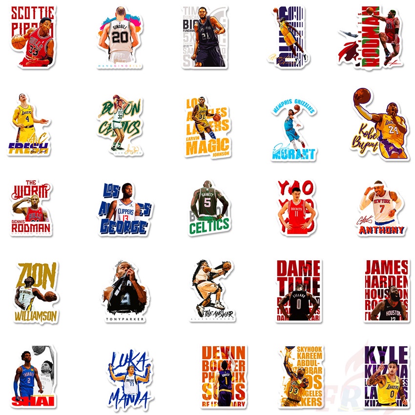 Bộ 50 Cái ❉ Nba Miếng Dán Trang Trí Hình Các Cầu Thủ Bóng Rổ Superstar 03 Mini ❉ Sticker Dán Tường Chống Thấm Nước Thời Trang