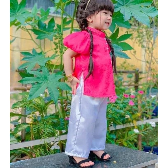 [SET BÉ GÁI] Bộ bà ba cúc ngọc hàng đẹp cho bé gái (10-20kg)