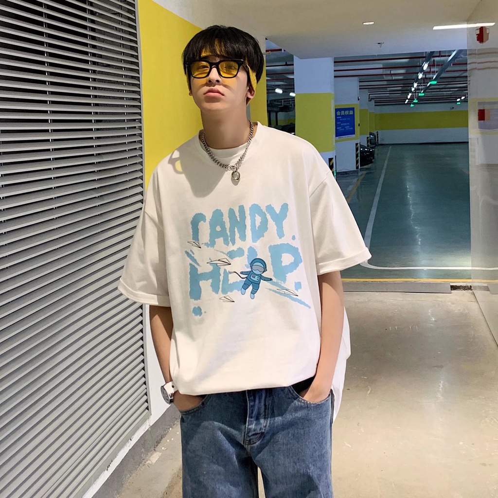 Áo Thun Tay Ngắn Dáng Rộng In Chữ Phong Cách Nhật Bản Thời Trang Mùa Hè Cho Nam Và Nữ size M-5XL