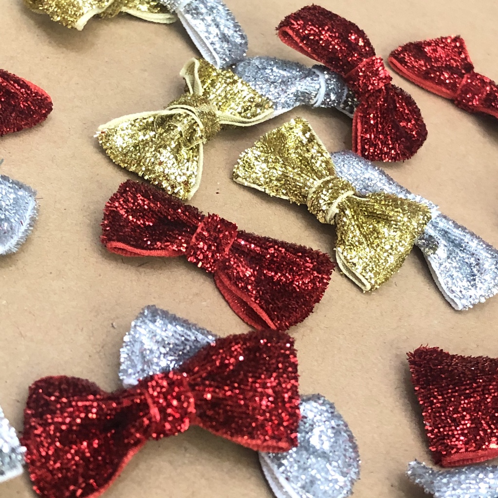 Set 10 nơ nhung nhí trang trí noel, phụ kiện handmade