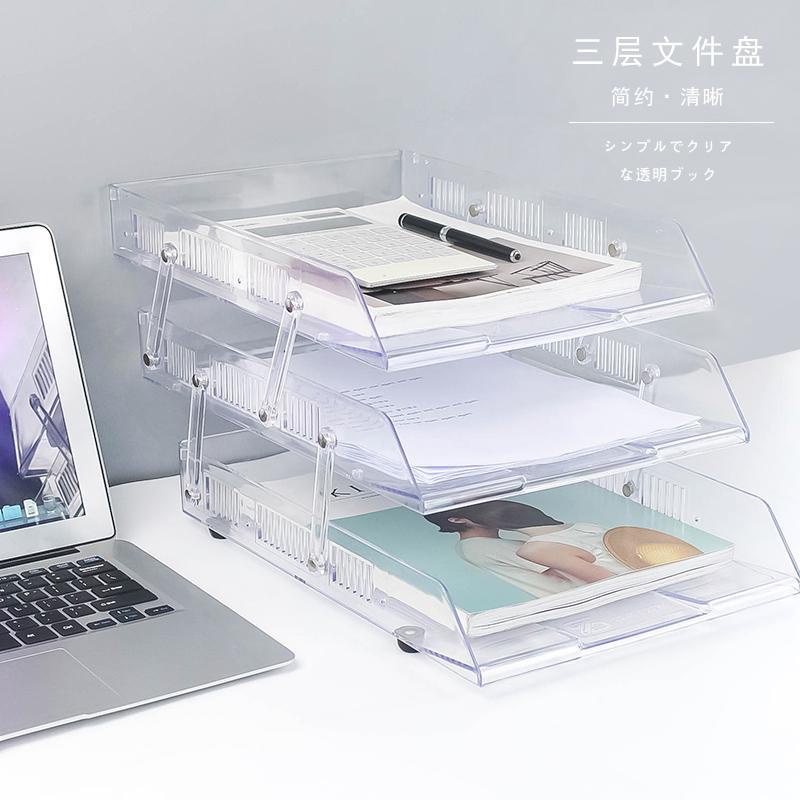 Khay Ba Tầng Bằng Acrylic Trong Suốt Để Tài Liệu Khổ A4 Tiện Dụng