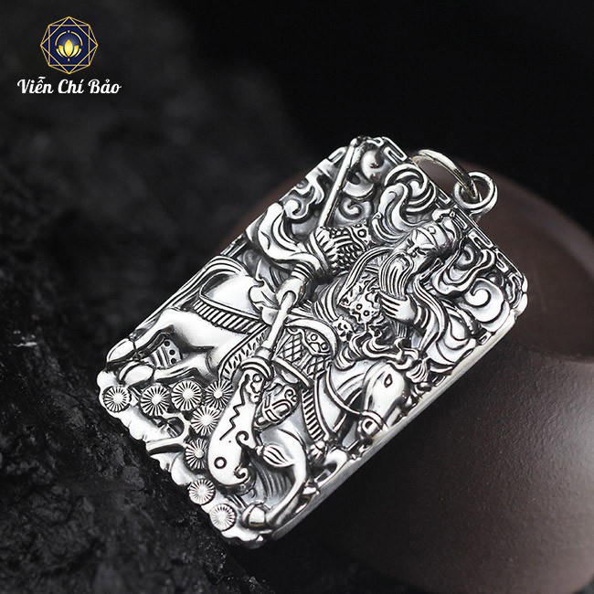 Mặt dây chuyền bạc nam Quan Công Cưỡi Xích Thố chất liệu bạc Thái 925 thương hiệu Viễn Chí Bảo M100273
