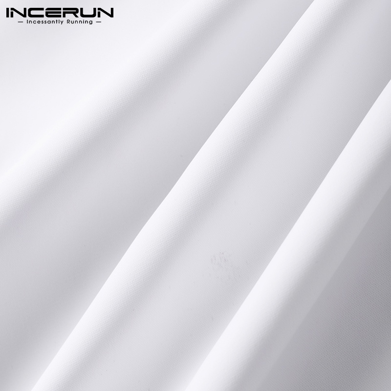 Áo sơ mi INCERUN tay dài cổ chữ V thời trang cho nam