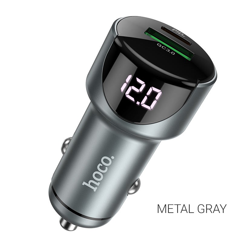 Tẩu sạc nhanh ôtô Hoco Z42 PD20W, QC3.0 có đèn LED hiển thị, 2 cổng sạc - Chính hãng