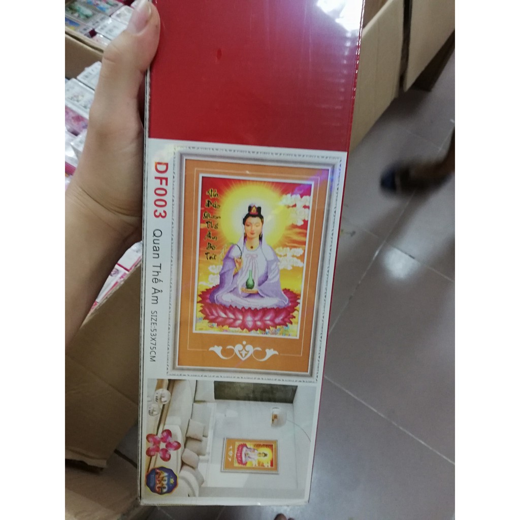 Tranh đính đá Phật Quan Âm VS091 - KT 53x75cm