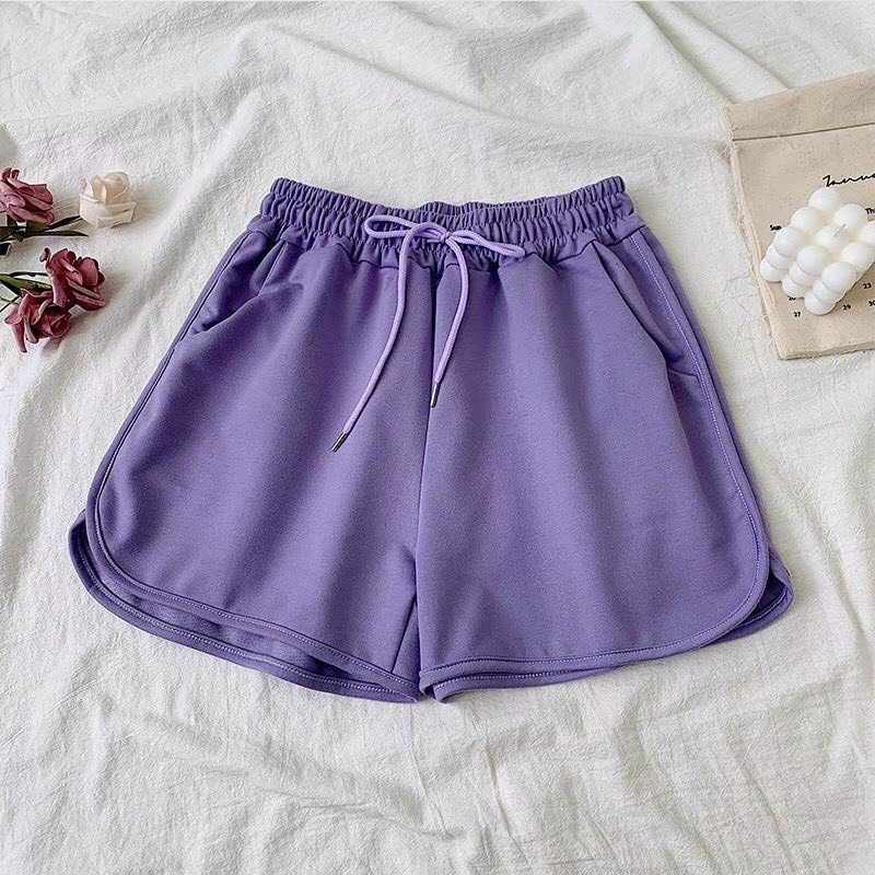 Quần Short Nữ Trơn Lưng Thun, Chất Liệu Cotton Cao Cấp Có Dây Rút  Mặc ở Nhà FreeSize