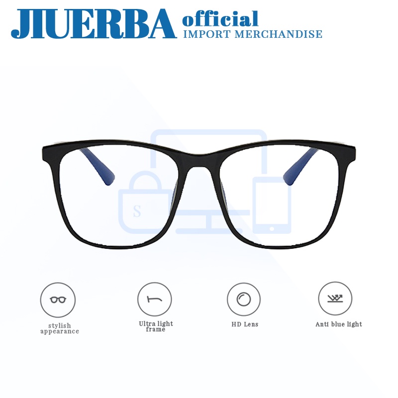 Kính JIUERBA gọng vuông chống bức xạ phong cách Hàn Quốc thời trang unisex