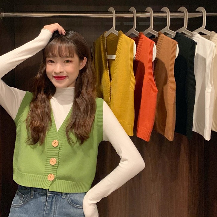 Áo Cardigan Dệt Kim Không Tay Cổ Chữ V Màu Trơn Kiểu Dáng Thời Trang Cho Nữ