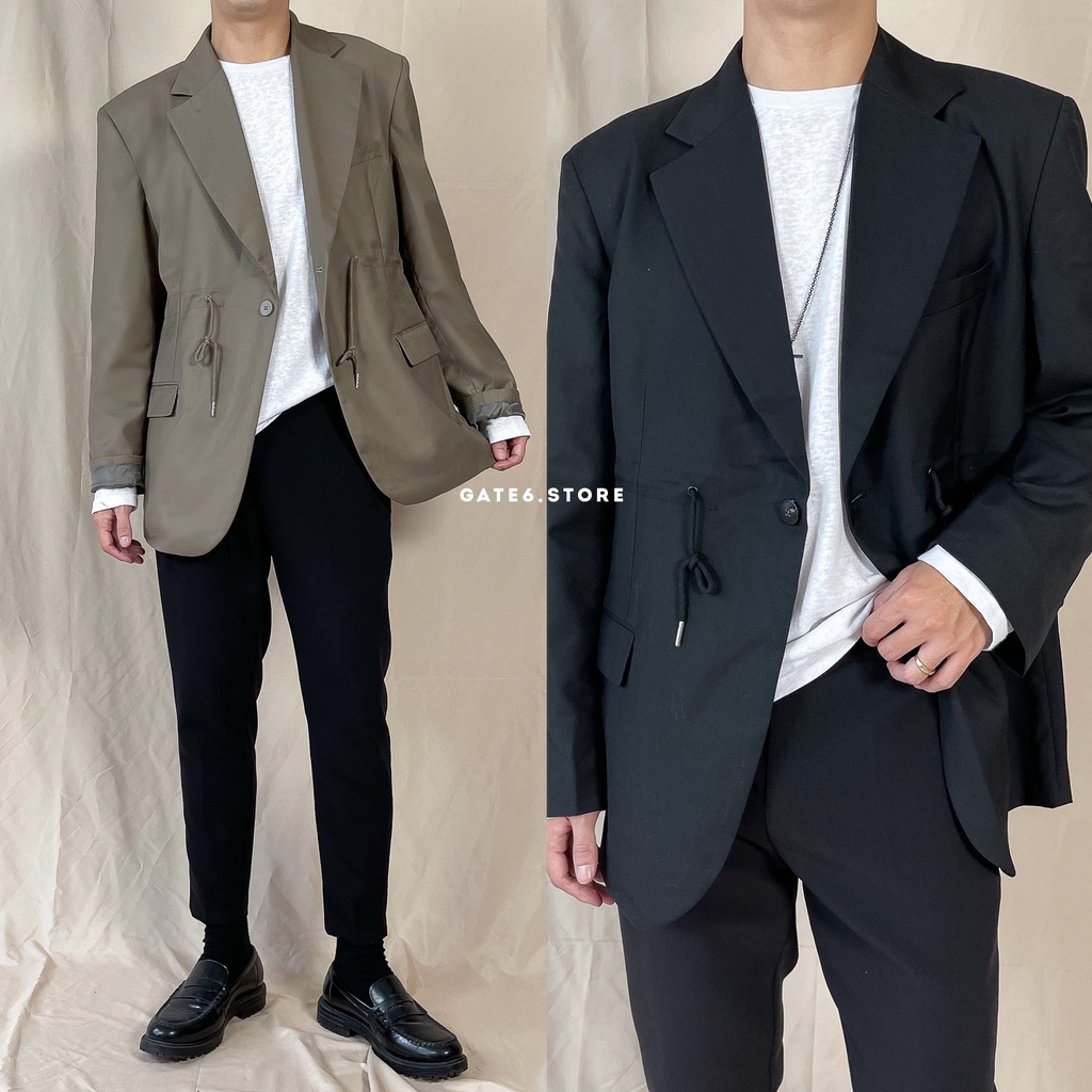 Áo khoác Blazer BB dáng lửng, vest Nam dây rút kiểu Hàn form regular GATE6 - #4706