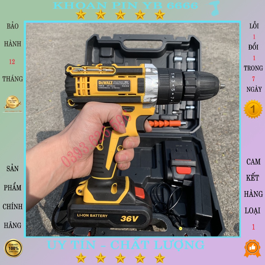 Máy khoan pin Dewalt 36V, khoan tường khoan bê tông,khoan sắt,băn vít 3 chức năng lõi đồng dễ dàng sử dụng cho công việc