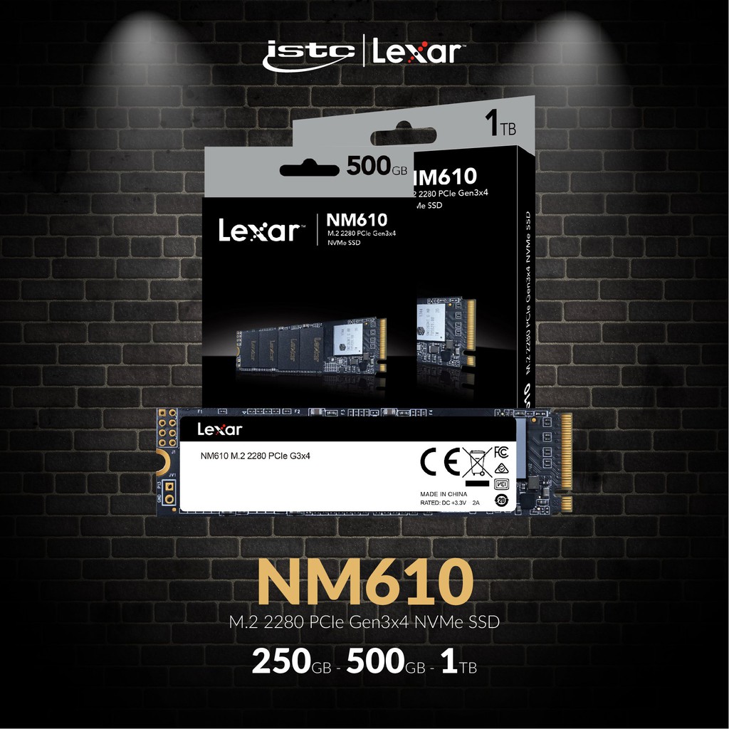 [Mã ELMS05 giảm 5% đơn 300k]SSD Lexar NM610 M.2 PCIe Gen3 x4 NVMe 250GB - Chính hãng Mai Hoàng