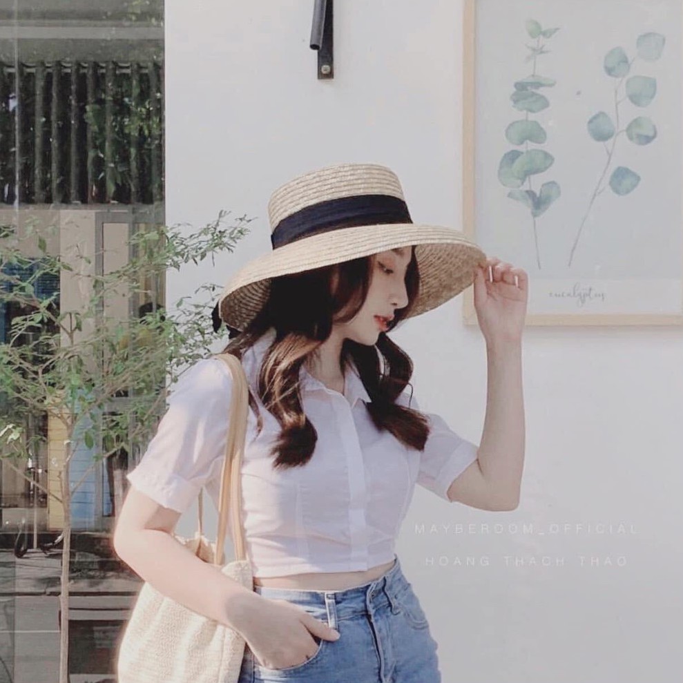 ÁO SƠ MI CROPTOP CHẤT THÔ ĐŨI KIỂU DÁNG ÁO SƠ MI CROPTOP CỔ BẺ ULZZANG SIÊU RẺ