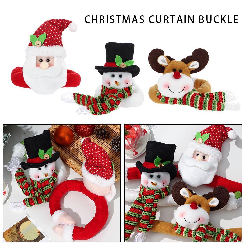 WTTLE Khóa Rèm Cửa Hình Ông Già Noel Trang Trí Nhà Cửa Nhân Dịp Giáng Sinh Năm Mới