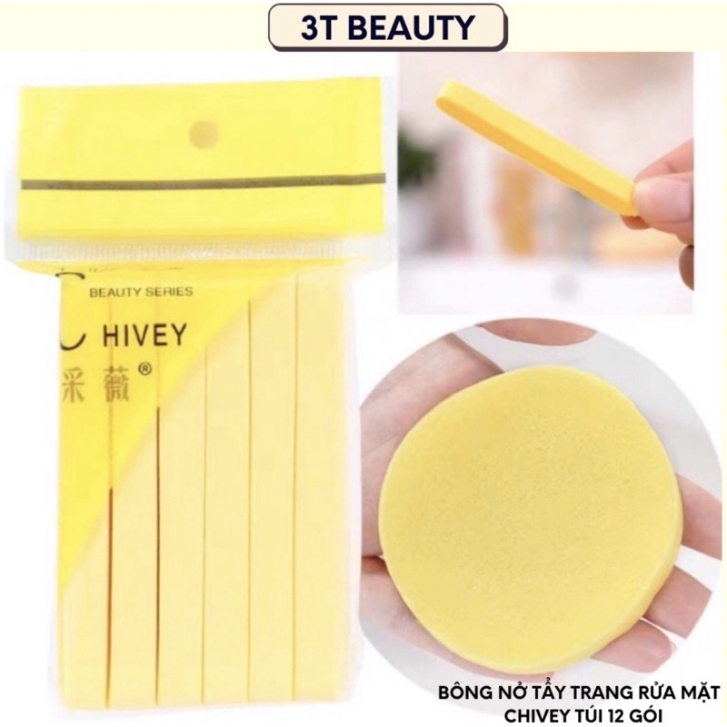 [Túi 12 miếng] Bông nở rửa mặt tẩy trang Chivay