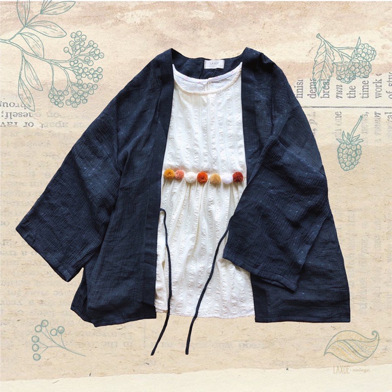 Áo khoác Kimono vải đũi tơ mềm mát bay bay | Lá Xoè
