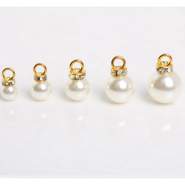 Set 10 Mặt Vòng cổ Ngọc Trai Giả Bằng ABS Màu Sắc Ngà Dùng Làm Trang Sức DIY