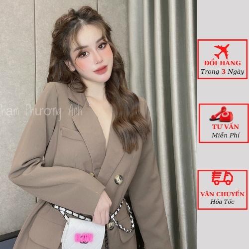 Áo vest nữ dài tay công sở kiểu dáng hàn quốc màu trắng xanh nâu hàng cao cấp phong cách YoLo-Fashion