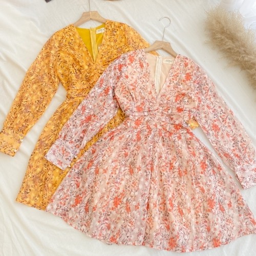 Đầm Hoa Nữ ❤ đầm hoa vàng hồng, thiết kế ❤KÈM HÌNH THẬT | BigBuy360 - bigbuy360.vn