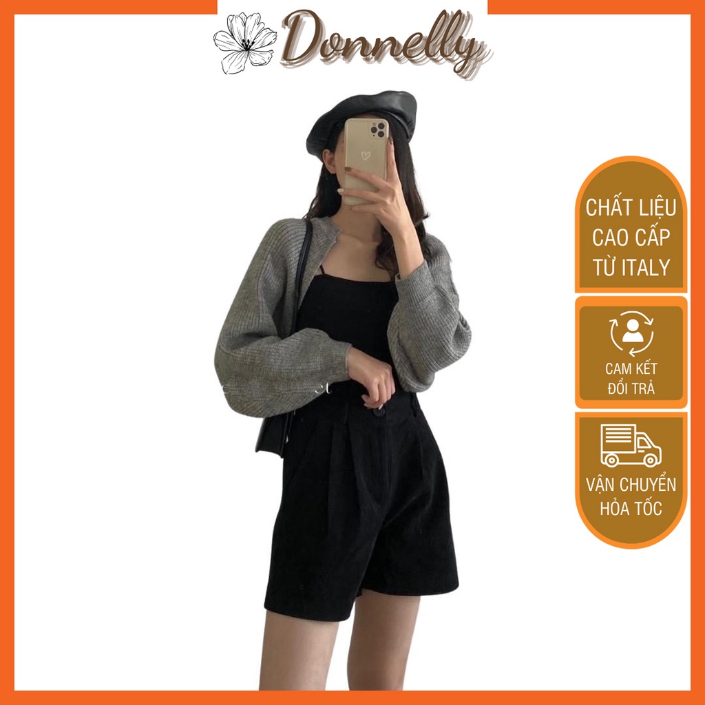 Áo Khoác Len Croptop Donnelly, Áo Khoác Len Lửng Tay Bồng Hàn Quốc - CD061