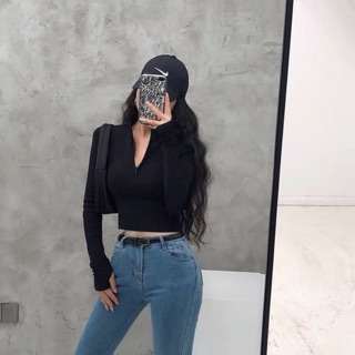 Áo croptop ôm cổ dài và ngắn ( sẵn)