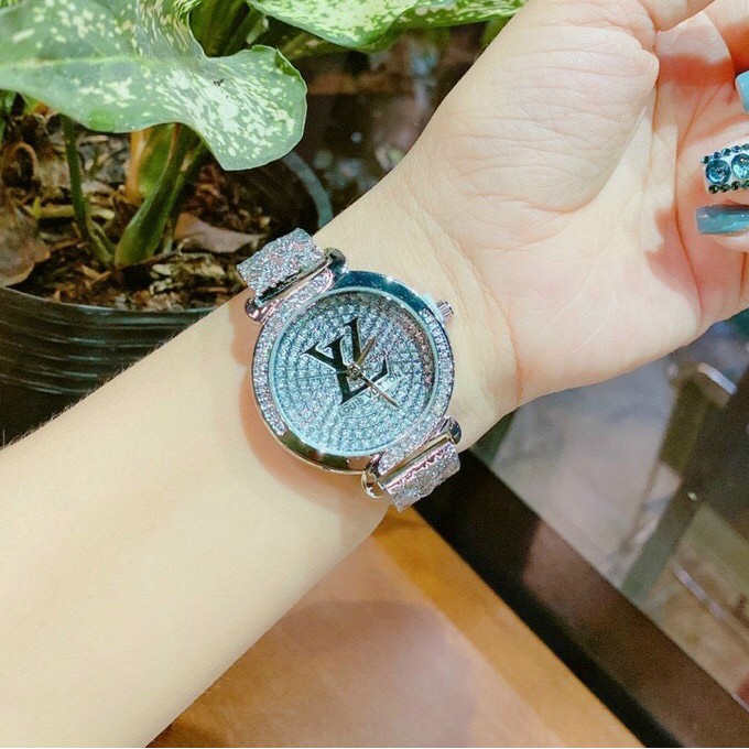 Đồng hồ nữ LVS2 mặt tròn đính đá dây kim loại cao cấp tặng hộp chống nước DHN223 vân_anh_shop | BigBuy360 - bigbuy360.vn