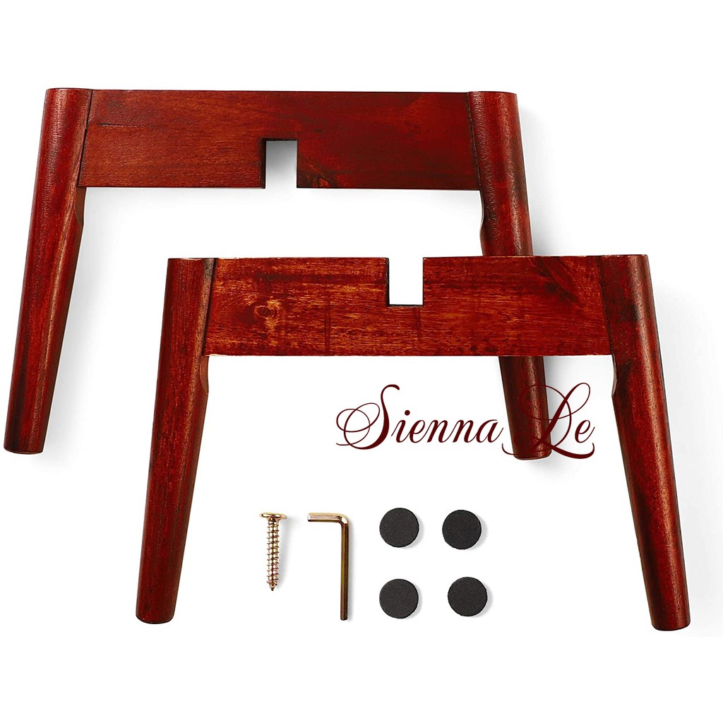 Sienna Le (Bộ 2) Đôn Gỗ Nhỏ, Giá Kệ Đế Đỡ Chậu Hoa - Phong cách Mid-Century - Cao 19 cm x Rộng 24,5 cm