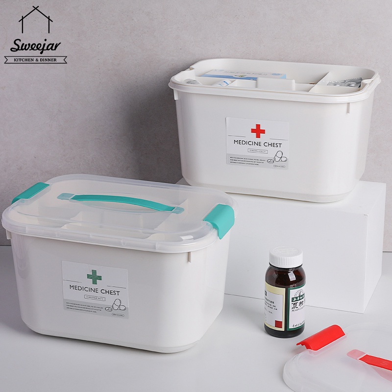 SWEEJAR Hộp đựng thuốc 2 lớp sức chứa lớn tiện dụng tùy chọn màu sắc