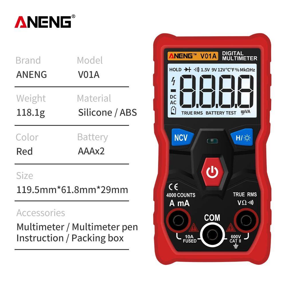 Vạn Năng Kế Kỹ Thuật Số ANENG V01A Ohm RMS AC / DC