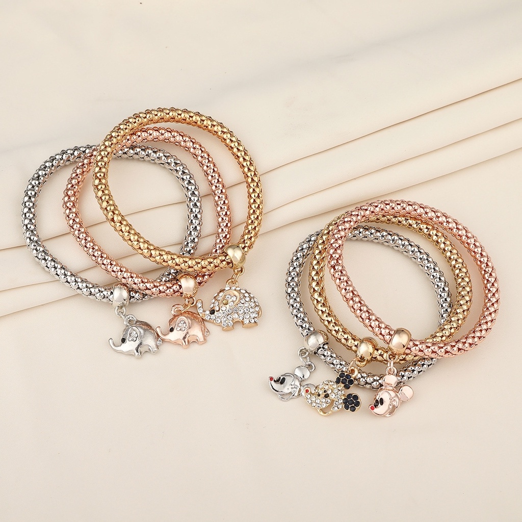Vòng Tay Nhiều Lớp Đính Đá Hình Bươm Bướm Chất Liệu Hợp Kim Ba Màu Sắc Phổ Biến Cho Nữ