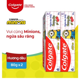 Bộ 2 Kem đánh răng Colgate Minion cho trẻ em hương dâu 80g cho bé từ 2 tuổi