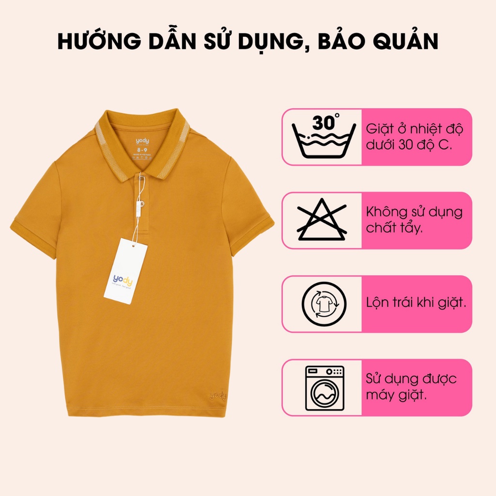 Áo Thun Polo Trẻ Em Trai Gái YODY Cổ Bẻ Tay Ngắn Mắt Chim Phối Bo Thoáng Khí Siêu Thấm Hút APK5177