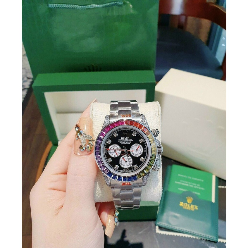Đồng hồ đeo tay nam, đồng hồ nam ROLEX chính hãng full box cao cấp, 6 kim siêu đẹp, máy cơ Automatic, viền đá cực sang